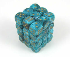 CHX 27839 Teal w/Gold (36 Vortex 12mm Pipped d6 Dice Block)